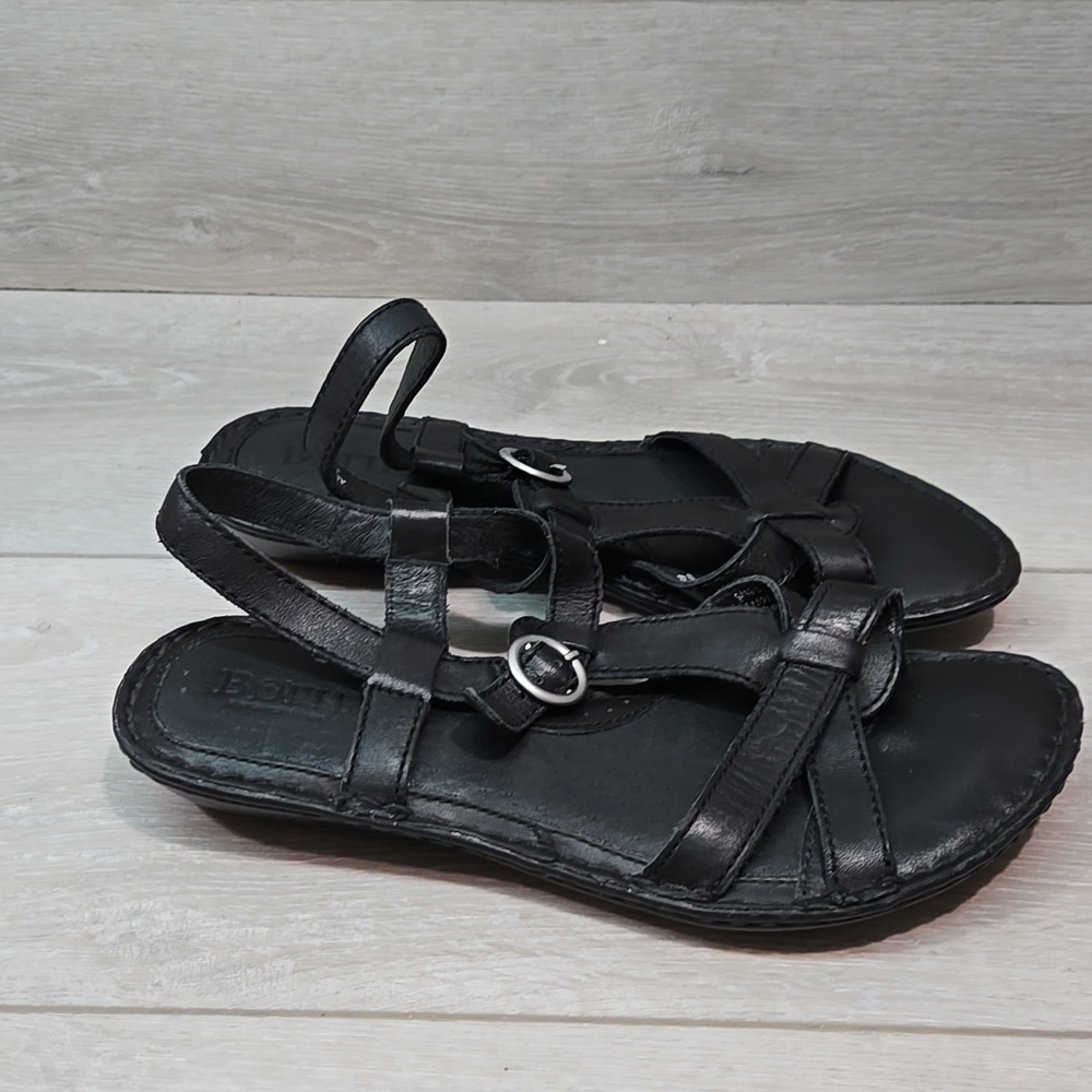 Born Women Leather Sandals Heels Open Toe Sandals shoes sz 9 - Picture 2 of 10